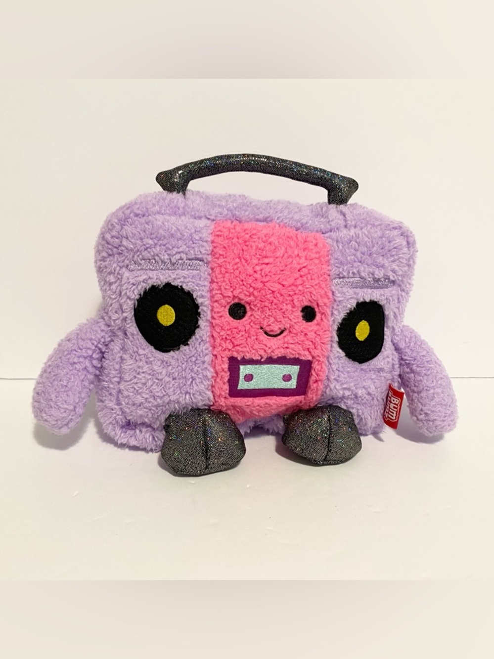 Bum Bumz Plush Battery the Stereo Radio Beanie Stuffed Animal Purple Toy 10”